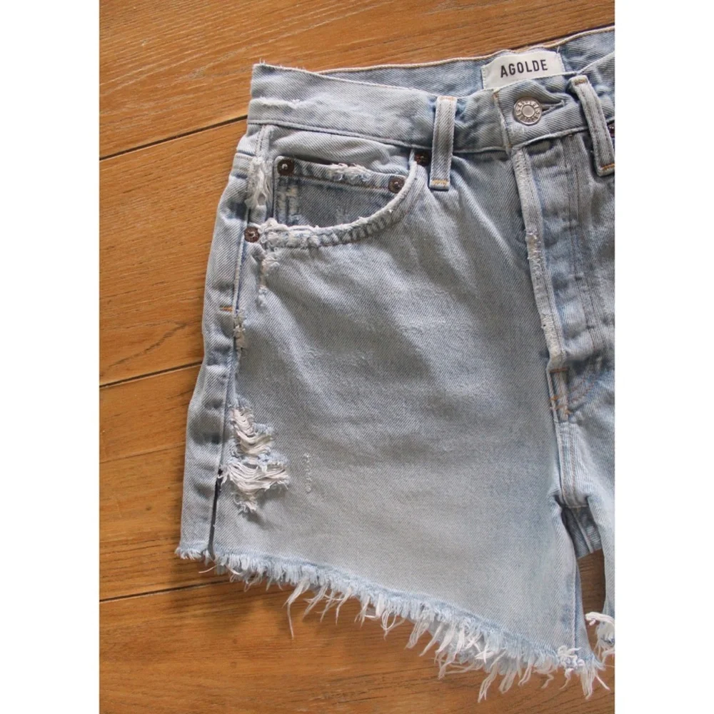 AGOLDE Parker Long Fringe Hem Shorts Preowned 23 00